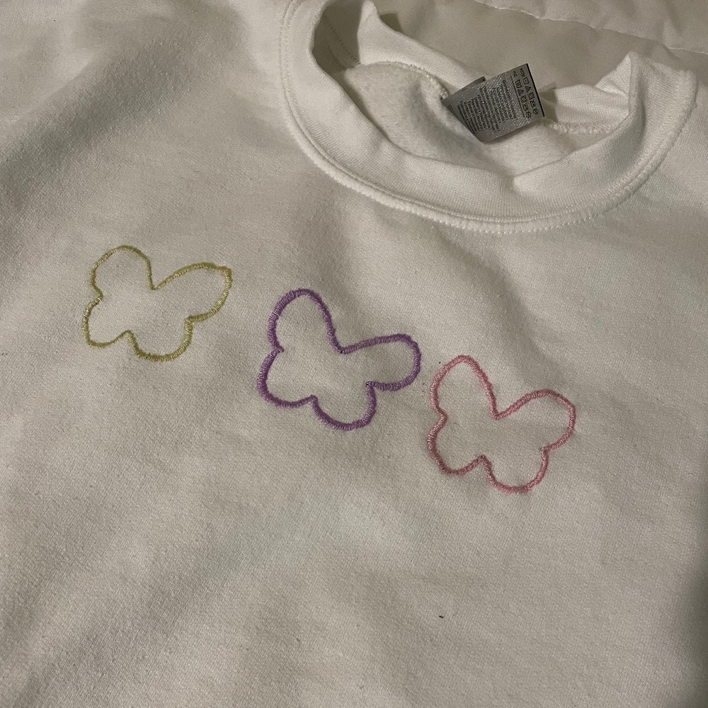 COPY - Hand embroidered butterfly crewneck